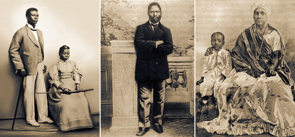 Three portrait photos: 1. Joaquim and Anastacia Oyeniya George, date unknown, private collection of author. 2. Joao Esan da Rocha c. 1870 in Marianno Carneira da Cunha, Da Senzala ao Sobrado (Sao Paulo: Nobel, 1985) 46. 3. Louisa Angelica & Candido da Rocha c. 1870 in Marianno Carneira da Cunha, Da Senzala ao Sobrado (Sao Paulo: Nobel, 1985) 52.